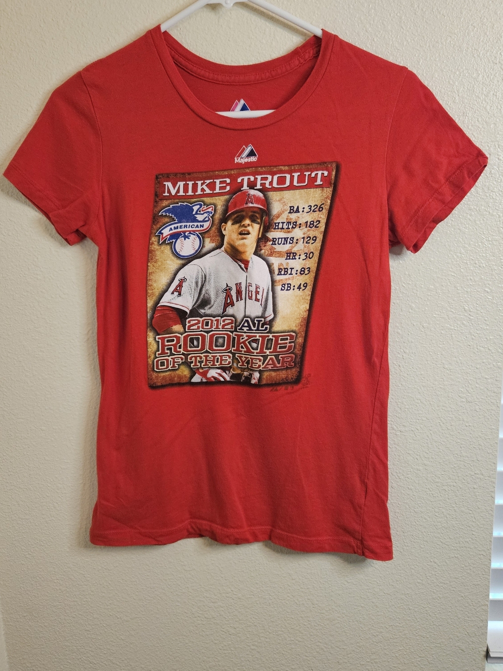 Majestic Red Mike Trout Rookie of the Year Graphic Tee